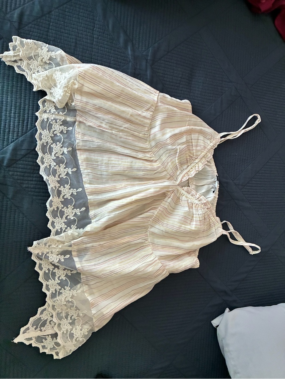 Jessica Simpson Cream Striped Lace-Trim Cami